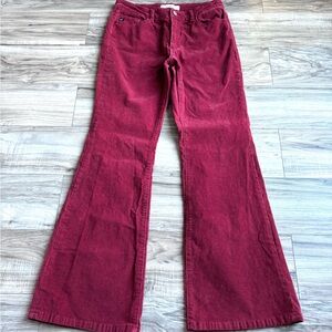 KanCan Burgundy Corduroy Flare Pants Size 11 Size 29